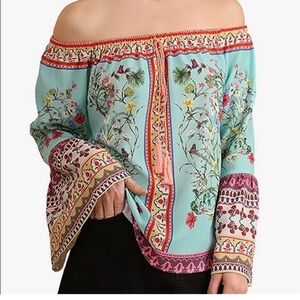 Umgee Off The Shoulder Blue Top 1xl